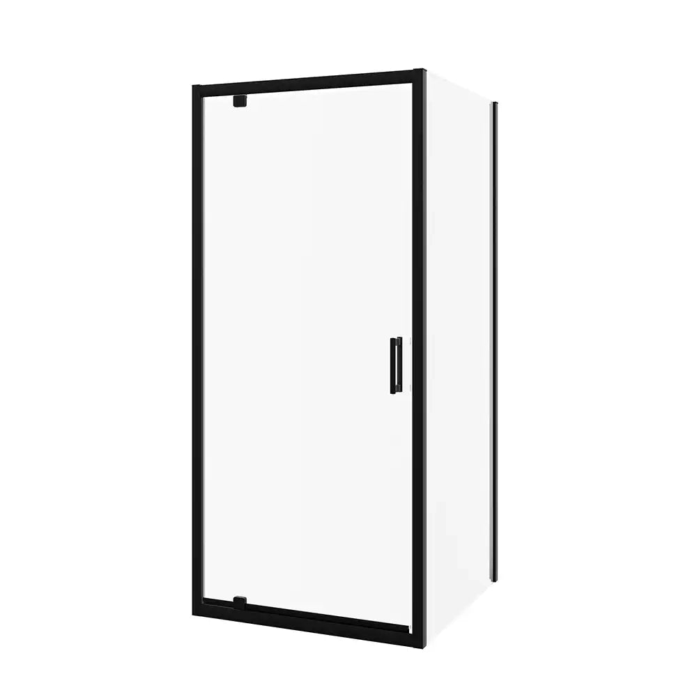 Box doccia 70x90 cm apertura a battente profili neri vetro 6mm trasparente | Apulia
