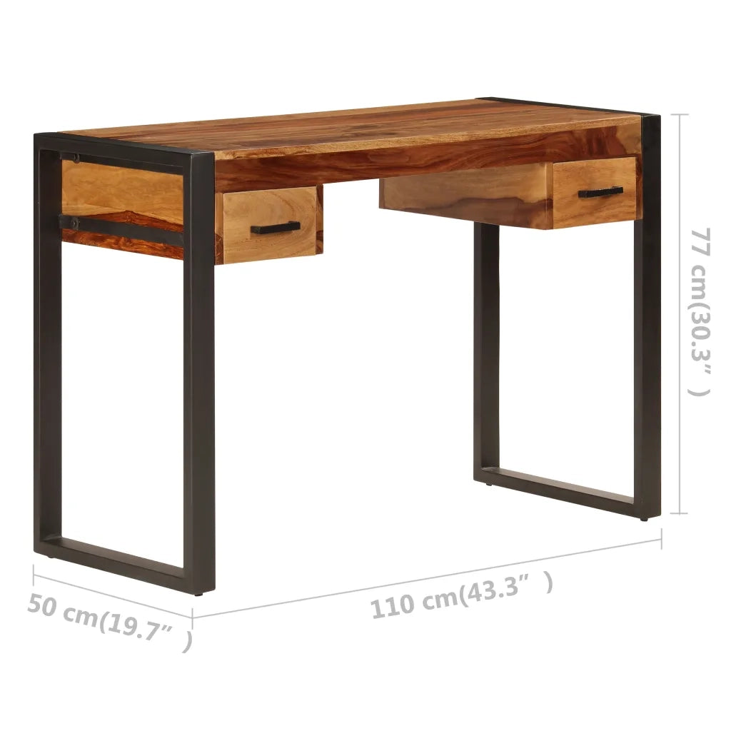 Scrivania con 2 Cassetti 110x50x77cm Legno Massello di Acacia 247401