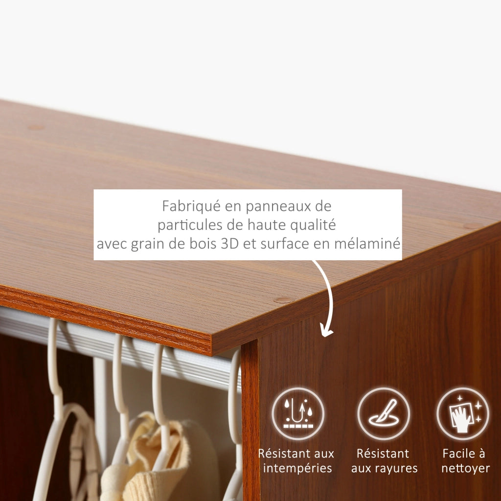 Armadio guardaroba con ante ¨C Xylo ¨C Colore noce, pannelli truciolato
