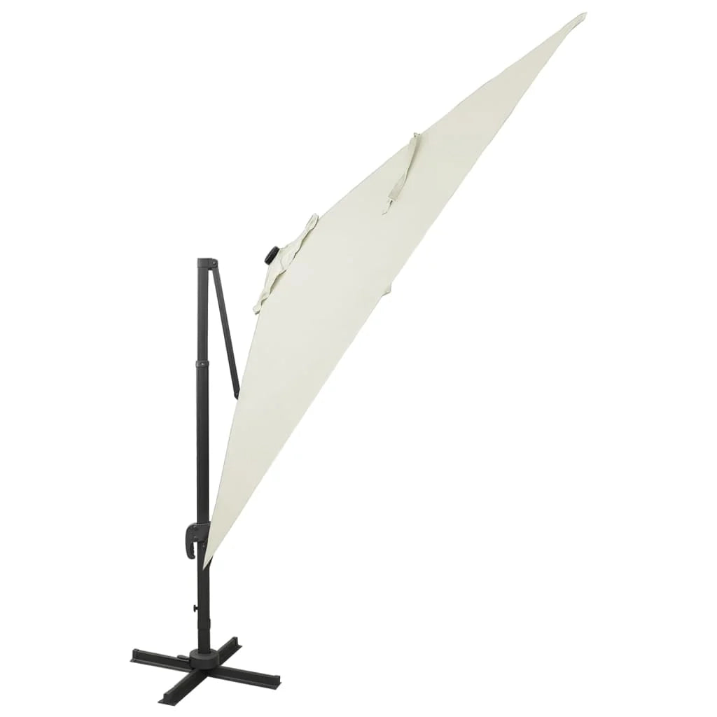 Ombrellone da giardino decentrato con palo e luci LED 300 cm colore sabbia 02_0008533