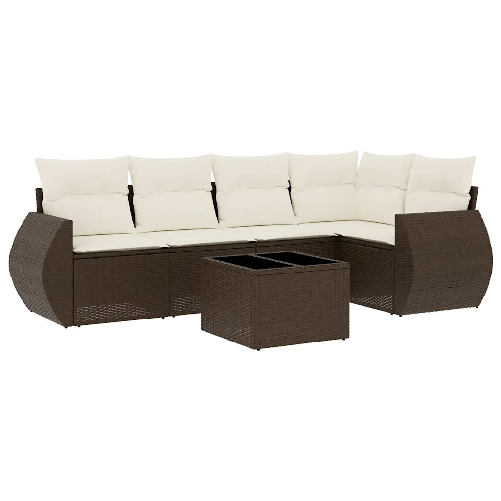 Set Divano da Giardino 6 pz con Cuscini Marrone in Polyrattan 3253680