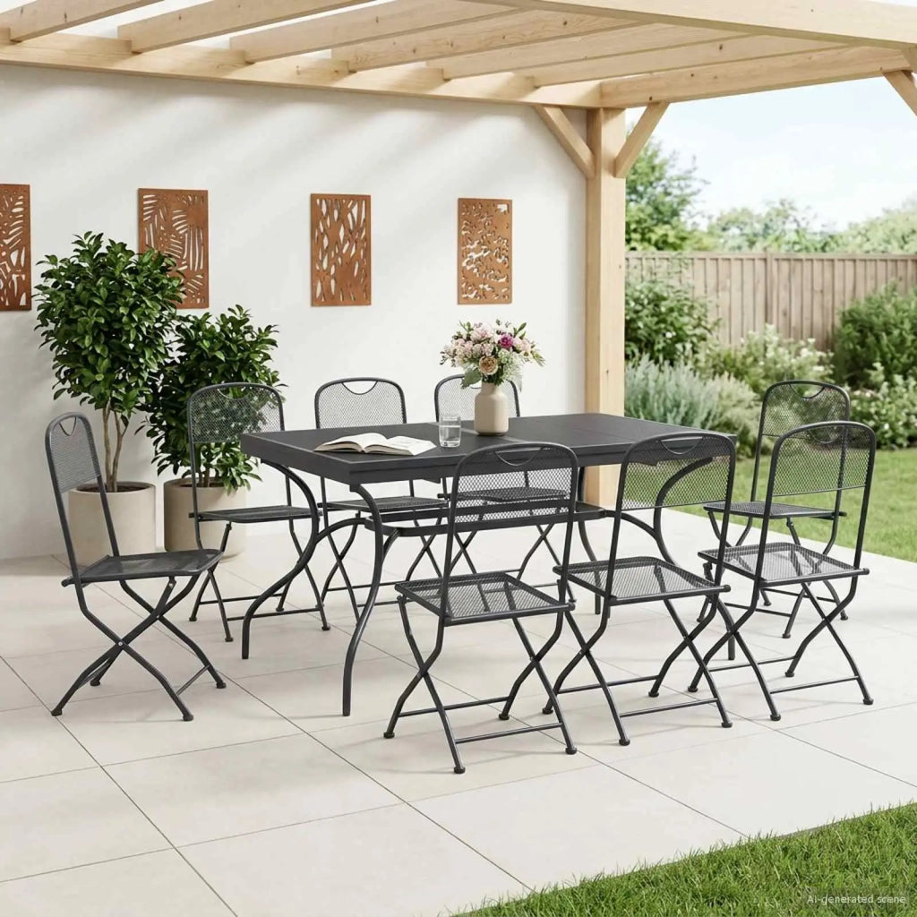 Set da Pranzo per Giardino 9 pcs Antracite 212 x 90 x 76 cm 3429147