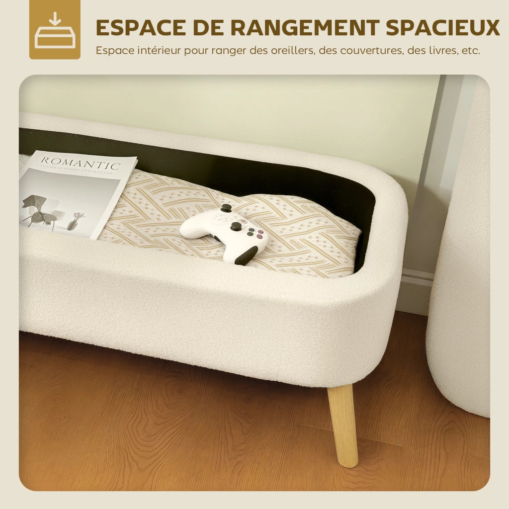Pouf contenitore con coperchio ¨C zephmum ¨C beige 120x42x45 cm