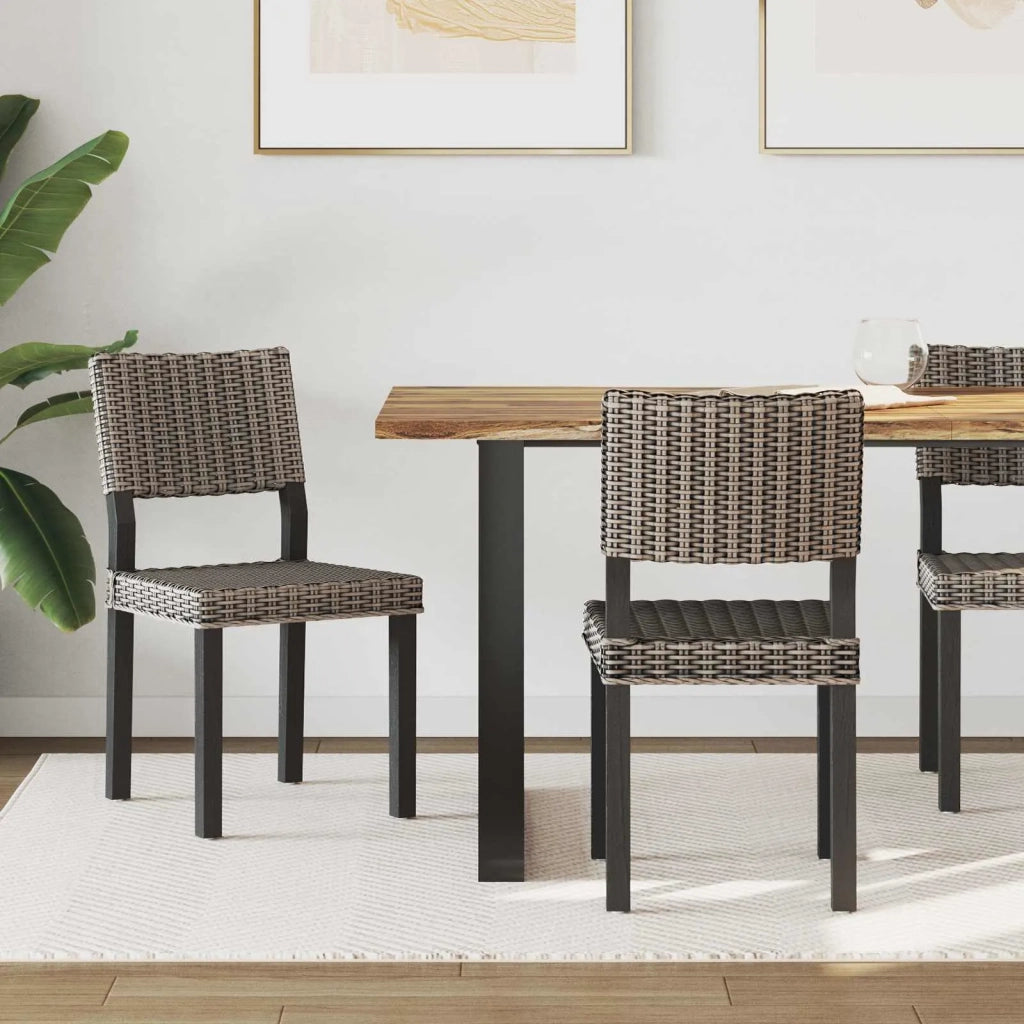 Sedia da pranzo 2 pcs Nero Lavato 46 x 55 x 84 cm Rattan Kubu