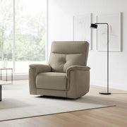 Poltrona relax Elysio con recliner elettrico in tessuto sabbia