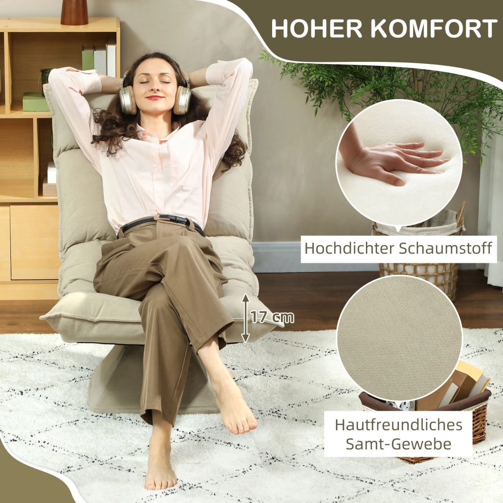 Poltrona girevole reclinabile con schienale regolabile ¨C Zephmum ¨C Beige 80x80x100 cm