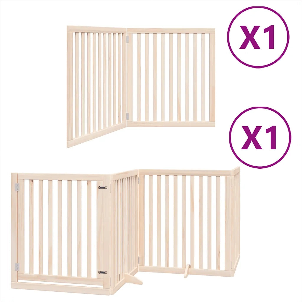 Cancello per Cani Pieghevole 6 Pannelli 480 cm Legno di Pioppo CFW4453368