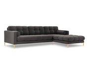Cosmopolitan Design - Divano angolare destro "Bali" 5 posti in velluto grigio scuro 
