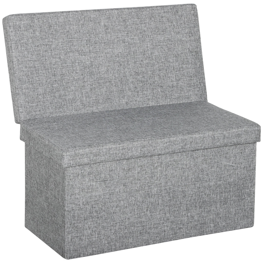 Panca Contenitore Pieghevole con Schienale ¨C zephmum ¨C Tessuto Grigio 76x50x73 cm
