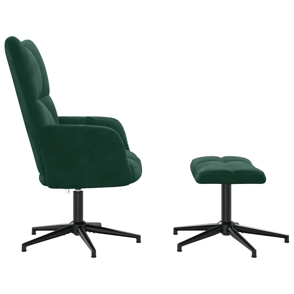 Poltrona Relax con Poggiapiedi Verde Scuro in Velluto 328108