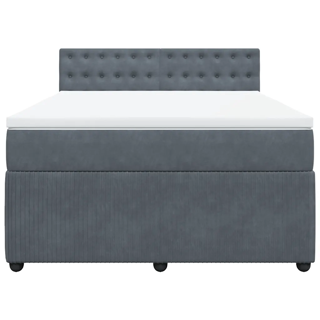 Giroletto a Molle con Materasso Grigio Scuro 140x200 cm Velluto 3287771