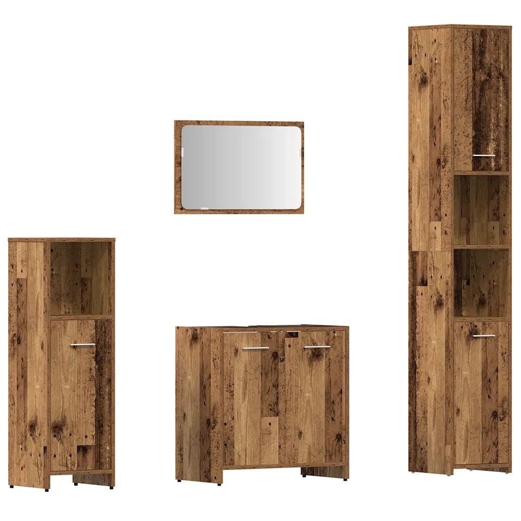 Set Mobili da Bagno | Armadio da bagno 4 pz Legno Antico in Legno Multistrato
