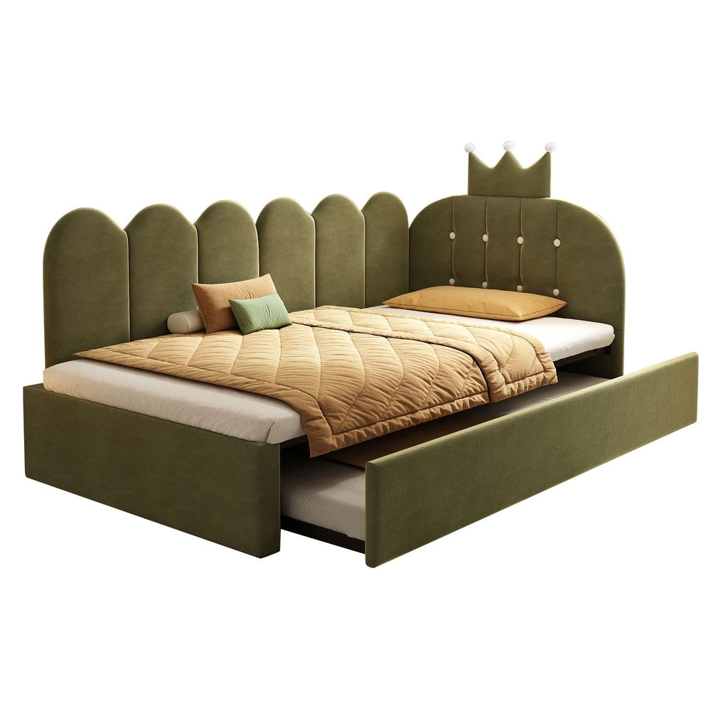 Divano Letto con Estraibile 90x200 cm ¨C Xylo ¨C Velluto Verde, Singolo
