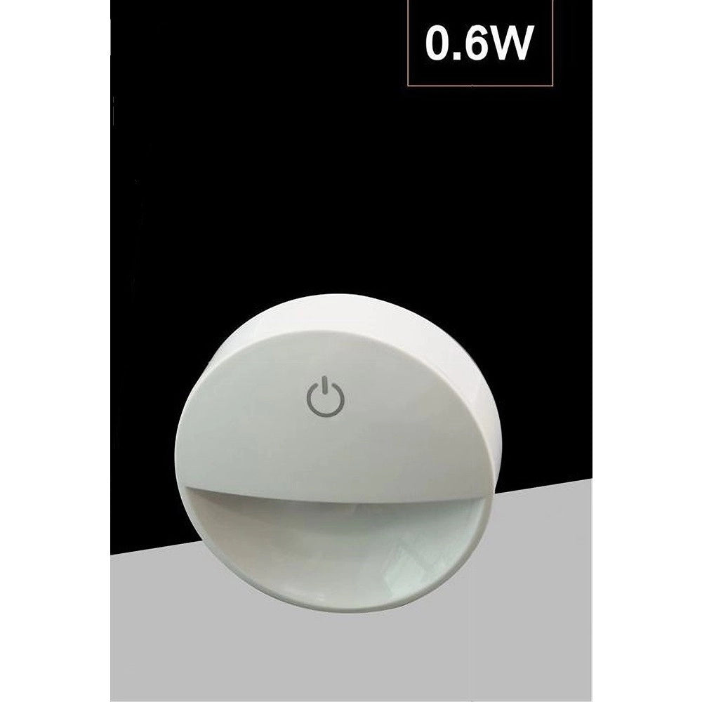 Trade Shop - Lampada Notturna Con Spina Accensione Touch Punto Luce Led Tonda Bianco Xgcmd-001 -