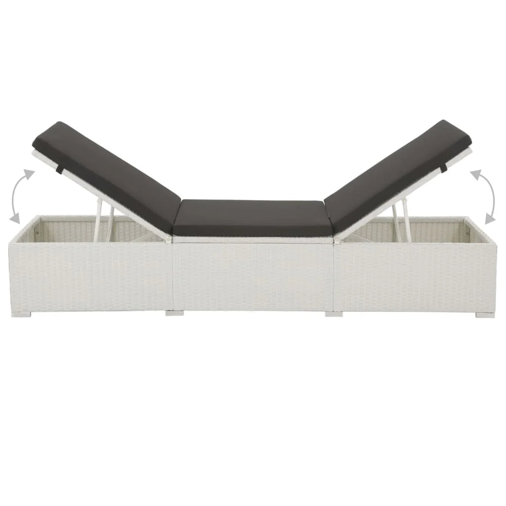 Lettino prendisole sedia a sdraio lettino prendisole letto da giardino mobili da esterno per patio con cuscino resina intrecciata bianca 02_0012506
