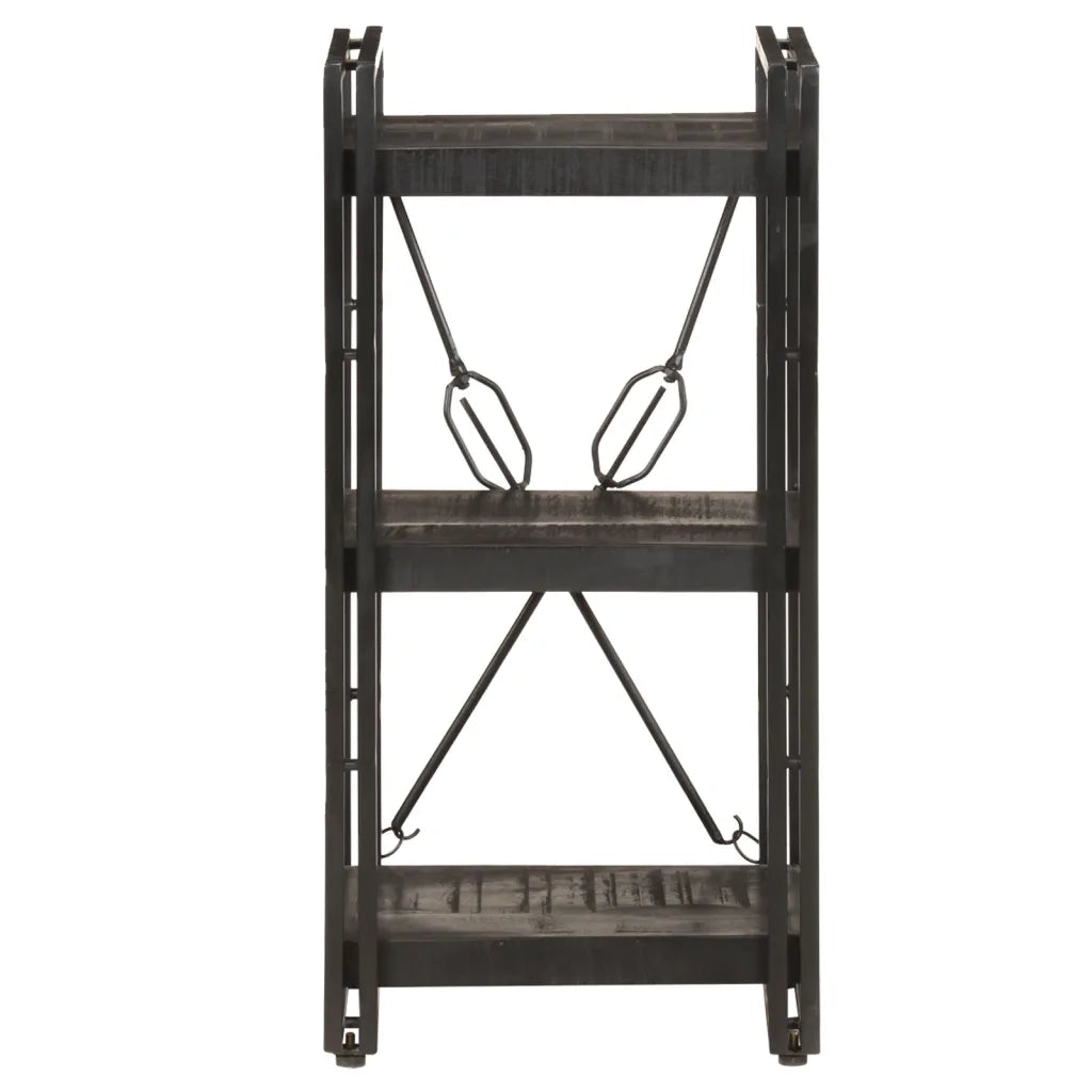 Libreria a 3 Ripiani 40x30x80cm Nero in Legno Massello di Mango 320625