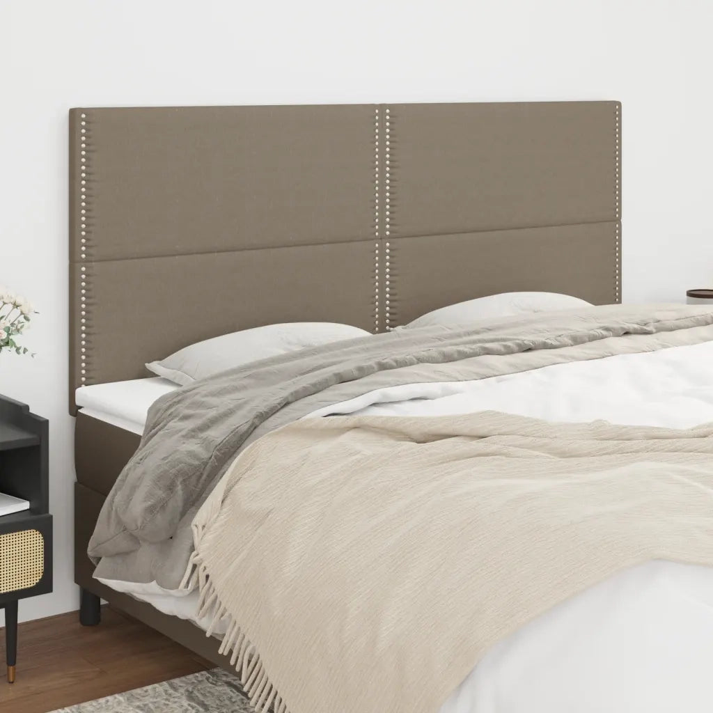 Testiera per Letto-Testata-Testiera Decorativa Tortora 200x5x118/128 cm Tessuto 510103
