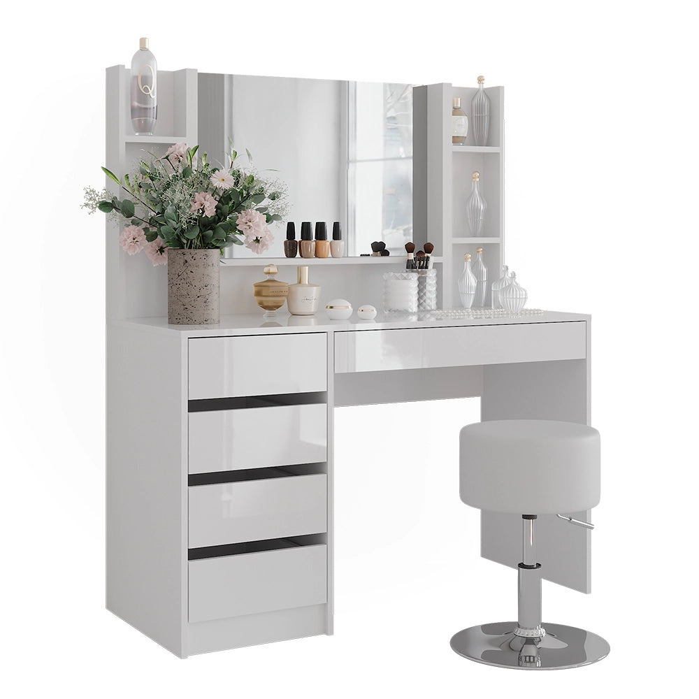 Vicco Tavolo da toeletta Bianco/bianco lucido 119.8 cm 5 parti