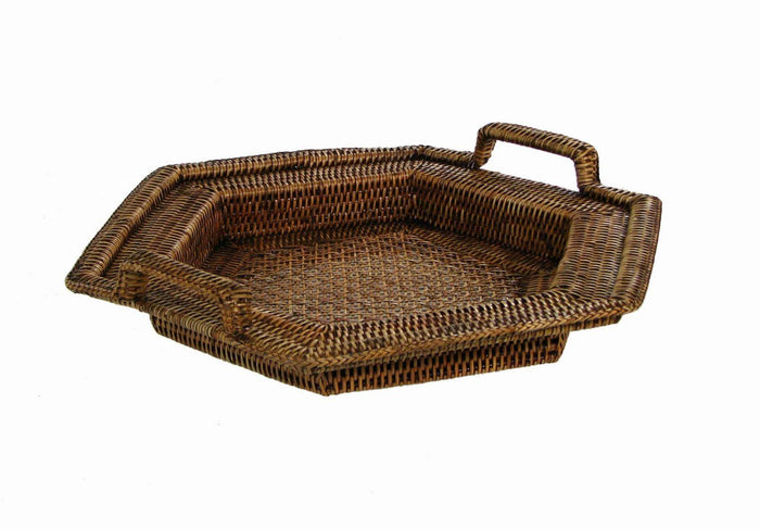 Vassoio Rettangolare 44x50xh7/10 cm con 2 Manici in Rattan Birman