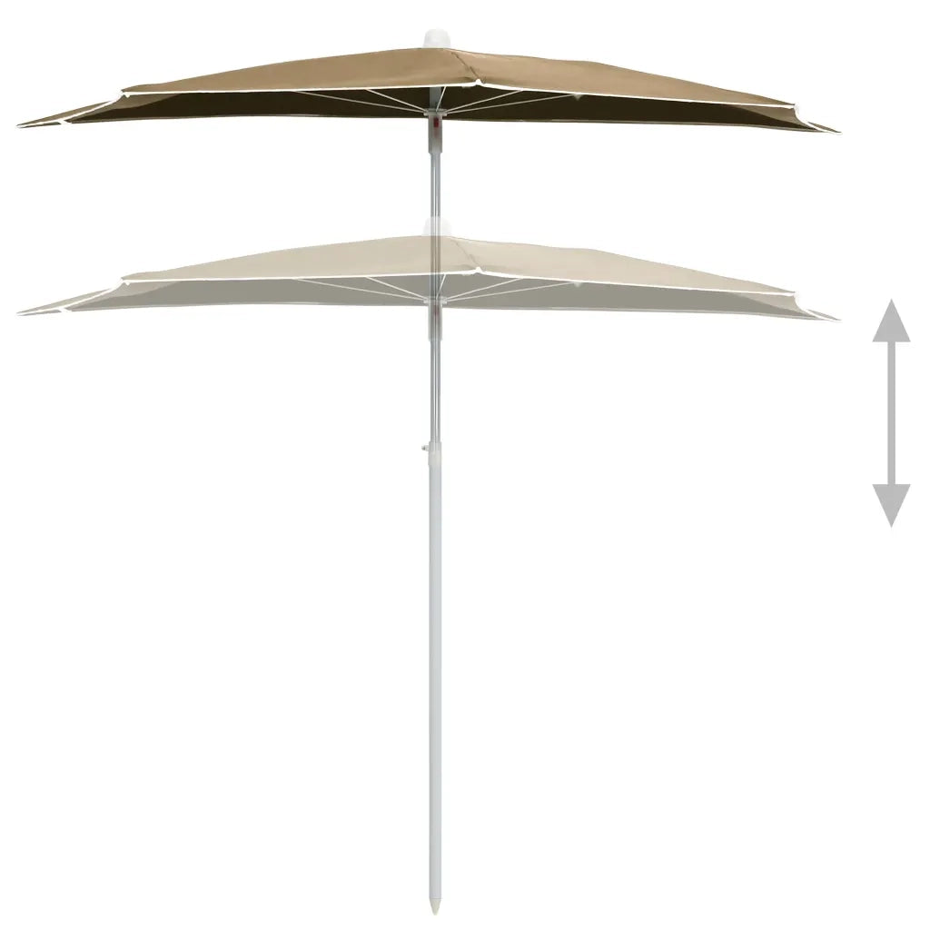 Ombrellone Semicircolare da Giardino con Palo 180x90 cm Tortora