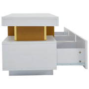 Mobile TV con 3 Cassetti e Passacavi; Piano Effetto Marmo; Stile Moderno; in Pannello Truciolare; 200??40??42 cm; Bianco