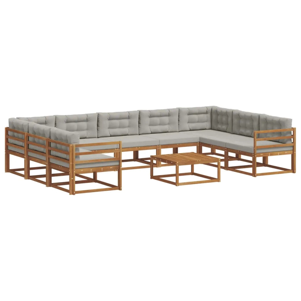 Set di divani da esterno 10 pcs Grigio Naturale e Chiaro 3368189