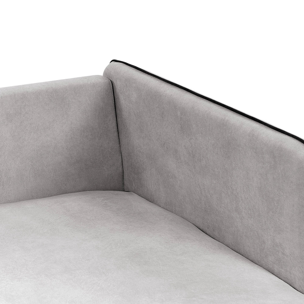 Divano 3 posti angolare regolabile lato destro in velluto grigio chiaro stile moderno design classico