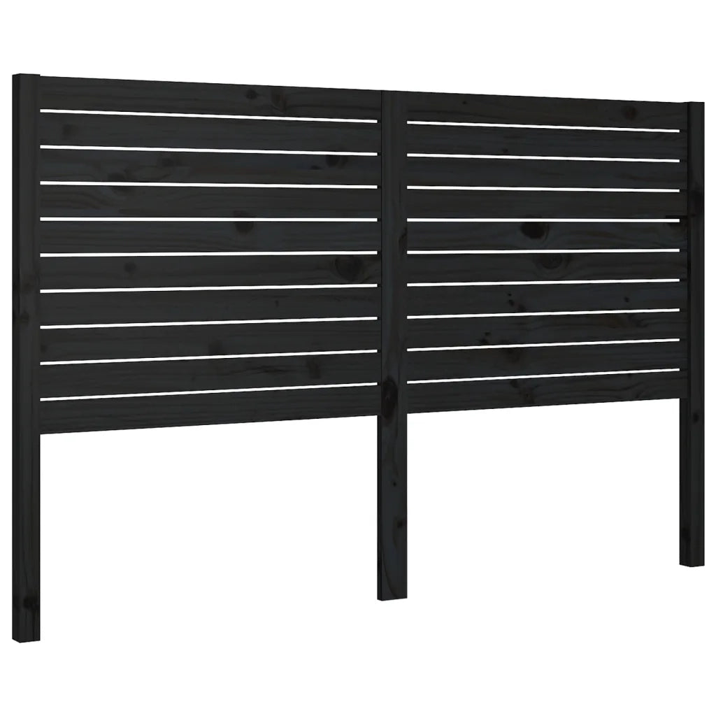 Testiera per Letto Nera 156x4x100 cm in Legno Massello di Pino 819029