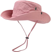 Cappello da Roccia per Uomo e Donna, Cappello da Sole Esterno con Bordo Largo, Cappello da Campeggio da Trekking, Cappello da Campeggio con Cinturino, Cappello da Pesca per Pescatori, Cappello da Caccia per Campeggio (Hoedomtrek 55-58cm) - Rosa