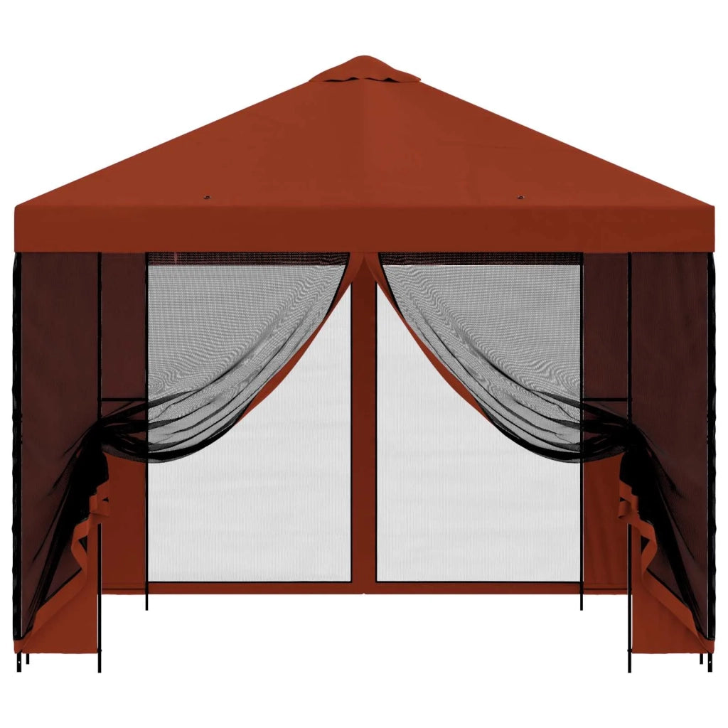 Gazebo da giardino con pareti laterali 3 x 3 m Terracotta 900364