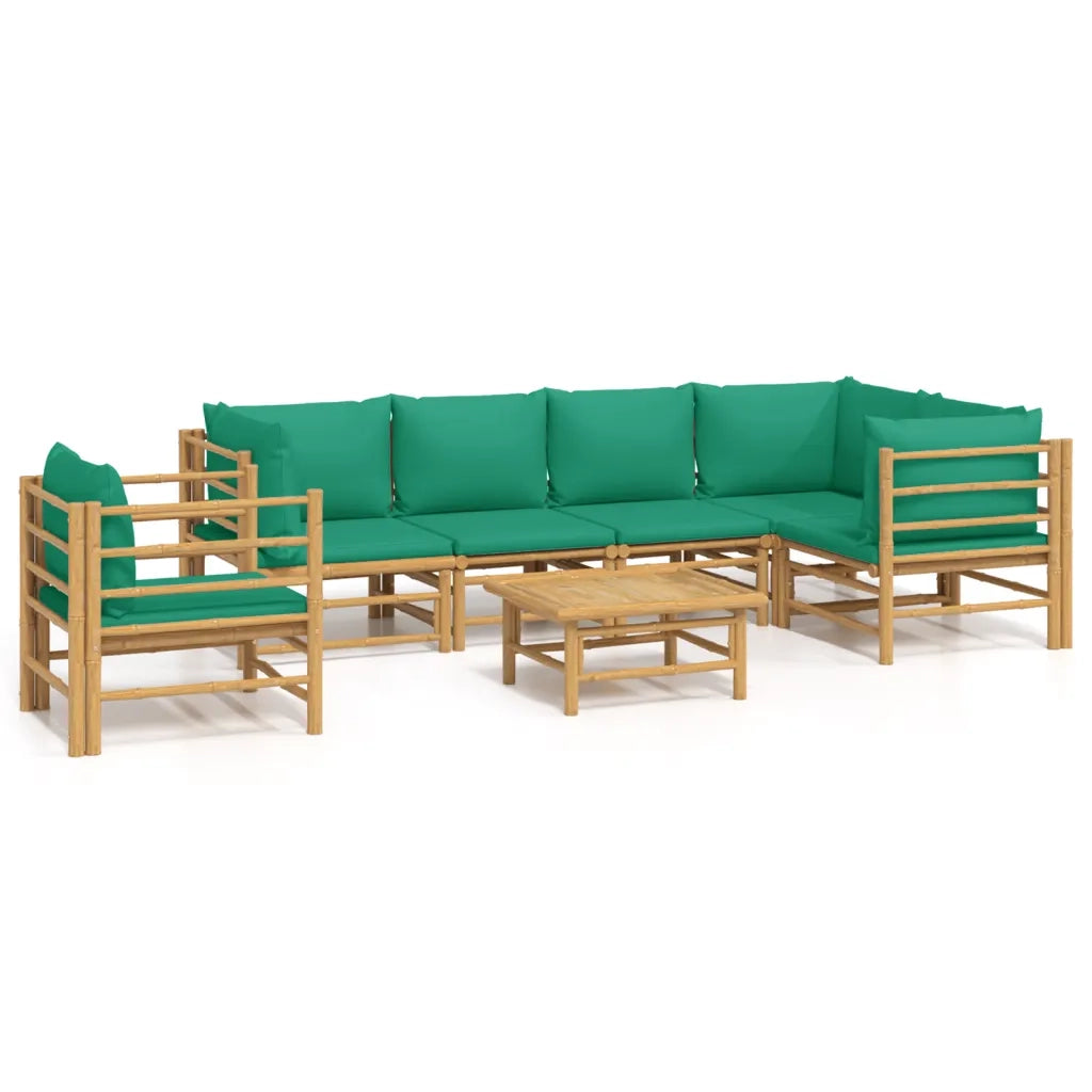 Set Salotto da Giardino 7pz con Cuscini Verdi BambÃ¹cod mxl 100276
