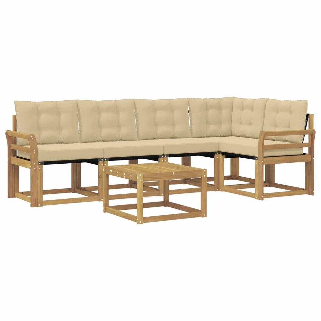 Set di divani da esterno con cuscino 6 pcs Bianco e Beige