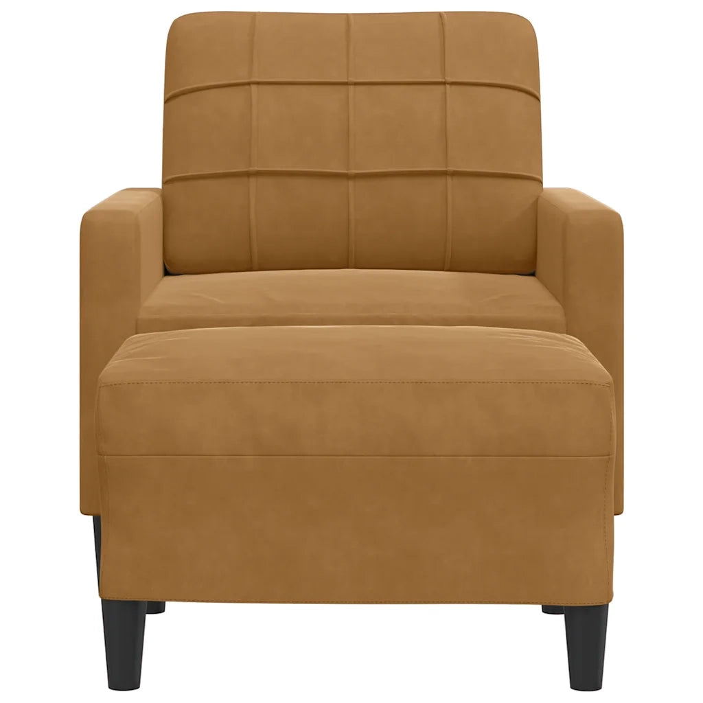 vidaXL Poltrona con Poggiapiedi Marrone 60 cm in Velluto