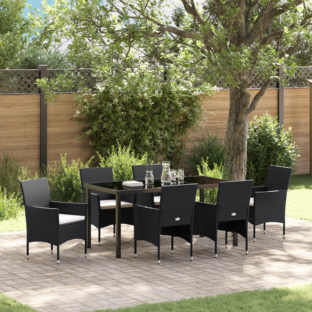 Set di Mobili da Giardino 7 Pezzi Nero Polyrattan