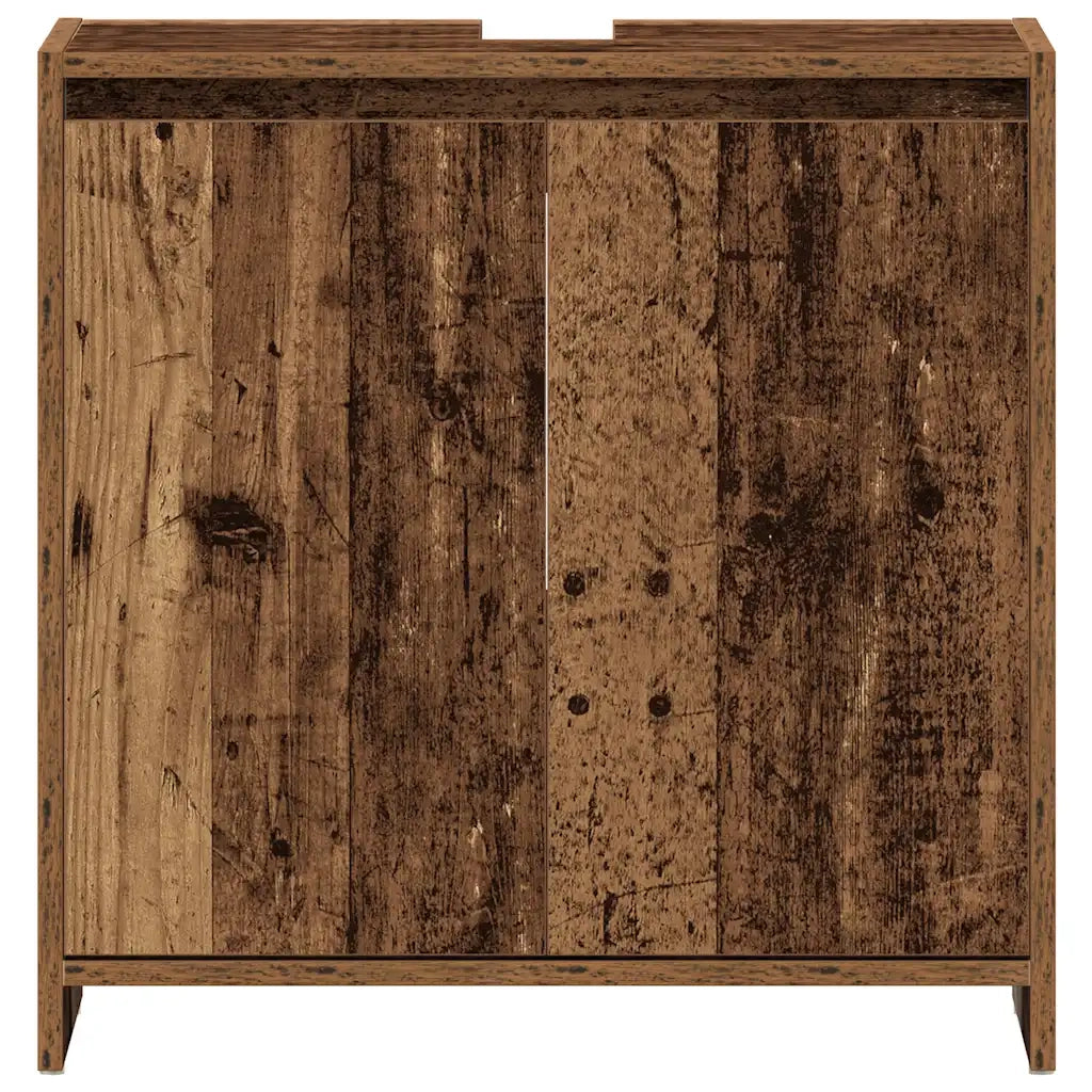 Mobiletto da bagno con ampio spazio contenitivo design elegante 60 x 33 x 60 cm legno composito finitura effetto legno anticato 02_0051609