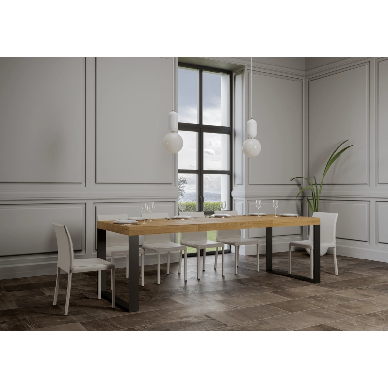 Tavolo allungabile 90x180/284 cm Tecno Premium telaio Antracite - Quercia Natura