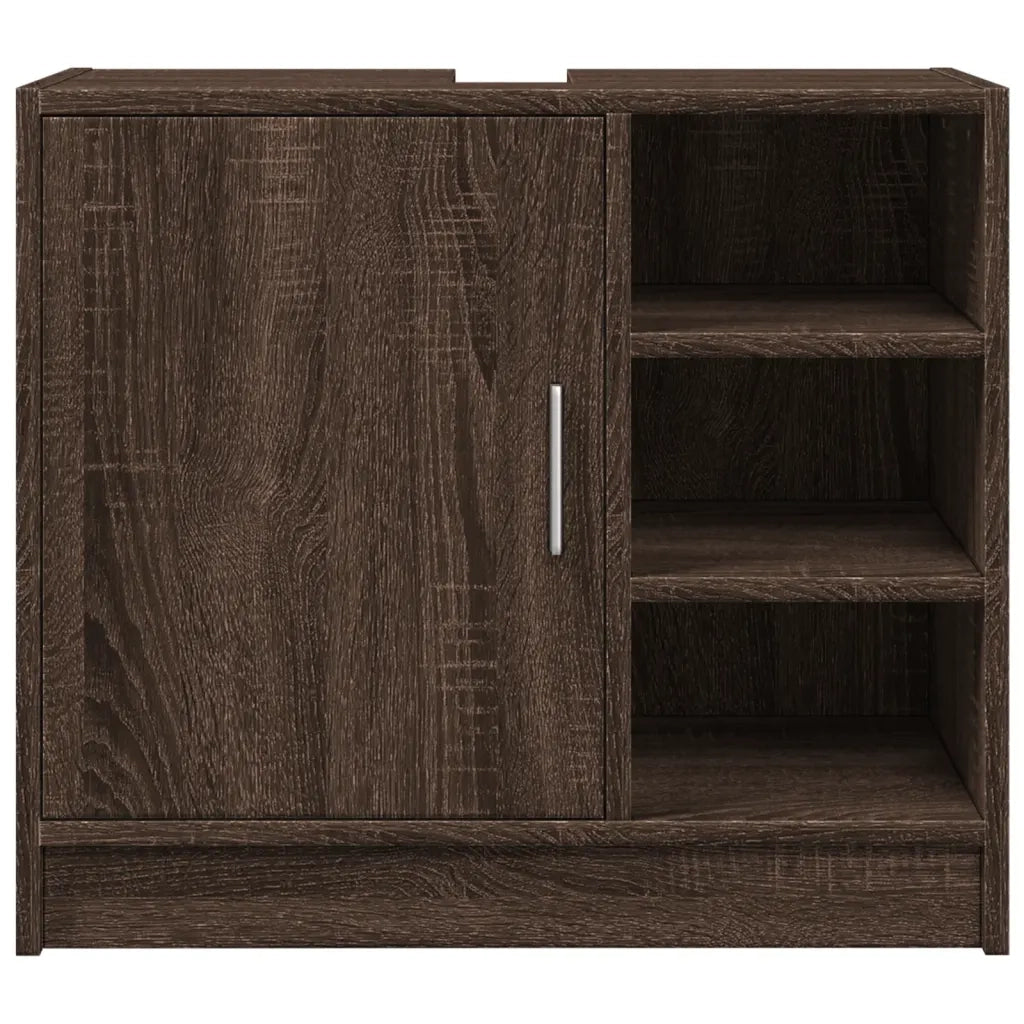 Mobiletto sottolavabo con ampio spazio contenitivo 63 x 29 x 55 cm legno composito rovere marrone 02_0049553