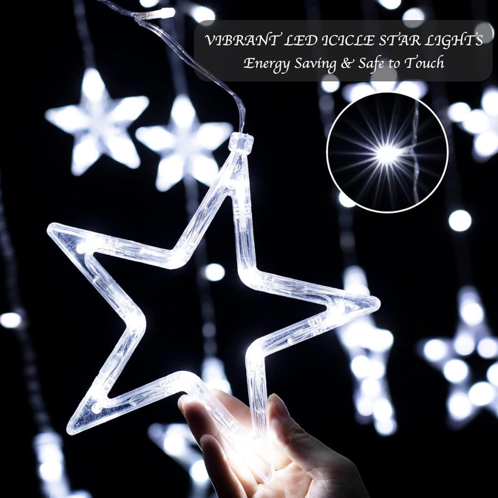 CATENA LUMINOSA STELLA LUCE BIANCO FREDDO STELLE LUCI LED NATALE FESTE ADDOBBI