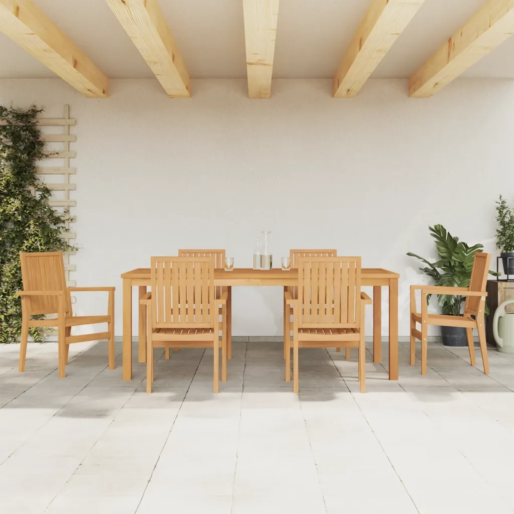 vidaXL Set da Pranzo da Giardino 7 pz in Legno Massello di Teak
