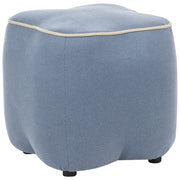 Pouf in tessuto azzurro, 35 x 35, poggiapiedi, elemento decorativo per soggiorno e camera da letto