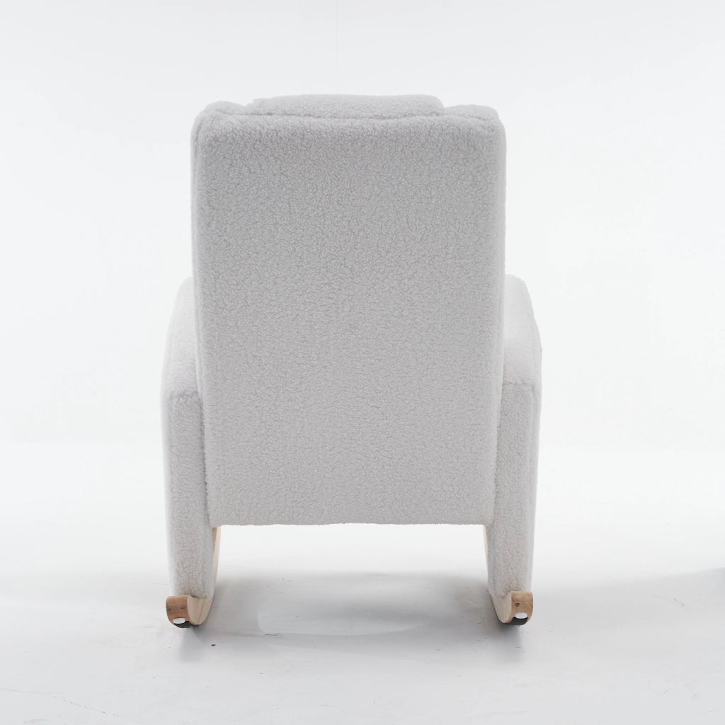 SEDIA A DONDOLO con braccioli 66x125x101 cm tessuto Teddy bianco
