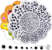 Occhi a Goccia Selfadesivi - Kunststof - Neri e Bianchi - Per Artigianato DIY - 1250 Pezzi