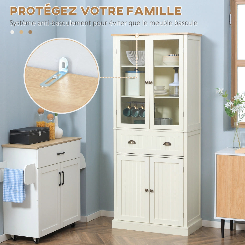 Armadio da cucina con 4 ante e cassetto ¨C Zephmum ¨C Beige 182.5 cm