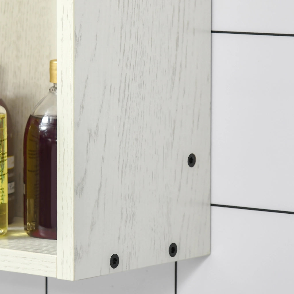 Armadietto Bagno con Specchio e Ripiani ¨C zephmum ¨C 63x15x65 cm Bianco