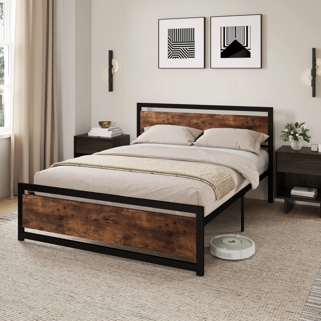 Letto Matrimoniale Struttura in Legno e Acciaio con Doghe ¨C Zephmum ¨C 160x200