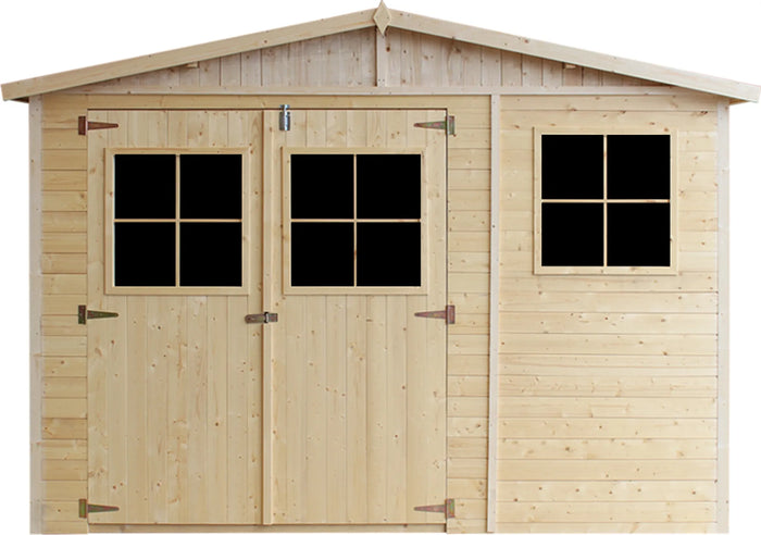 TIMBELA M335+M335G Casa da giardino in legno naturale CON PAVIMENTO IMPREGNATO A226x316x324 cm/9 m²