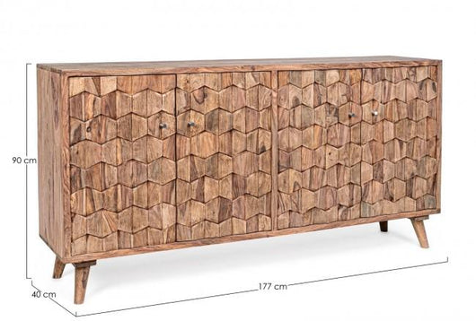 Credenza 4 Ante 177x40x90 cm in Legno Marrone