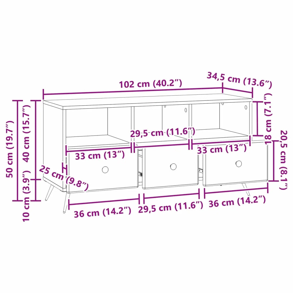Mobile TV Nero 102 x 34,5 x 50 cm Legno ingegnerizzato 895596