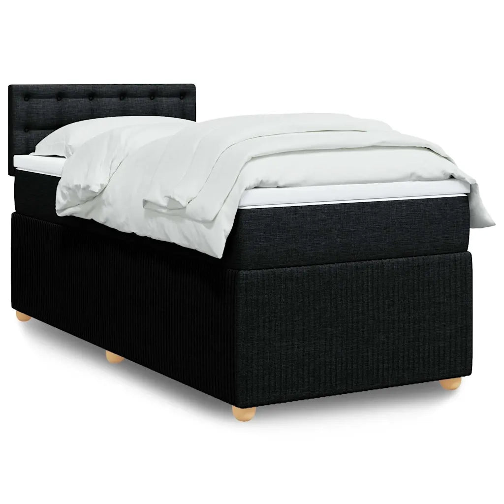 Letto singolo | Letto per adulti | Giroletto a Molle con Materasso Nero 80x200 cm inTessuto