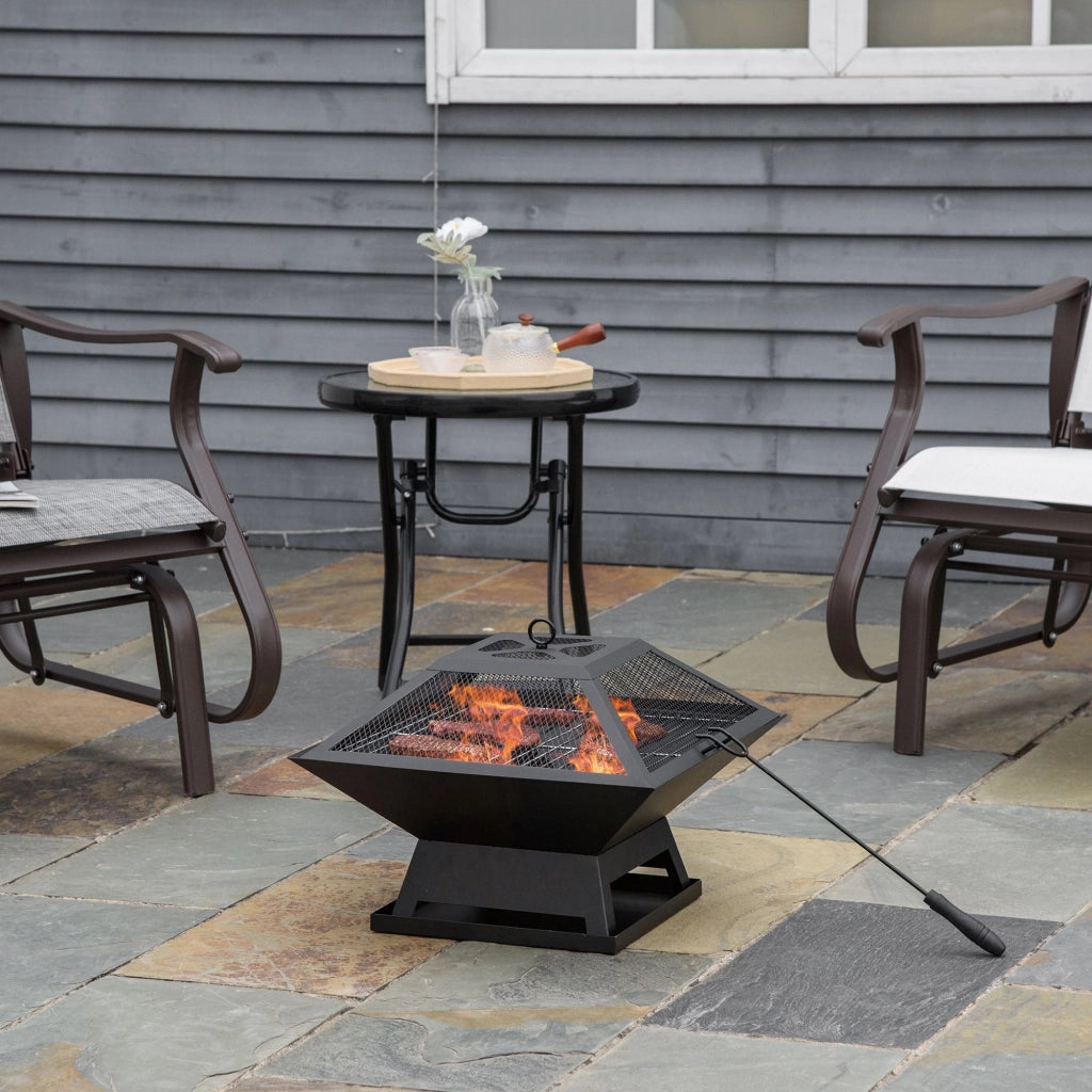 Braciere Fuoco da Giardino Acciaio ¨C Zephmum ¨C 45x45x34cm Nero